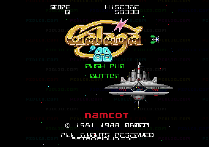 ギャラガ'88のタイトル画面/ゲームのキャプチャ画像1 ─ pidlio.com