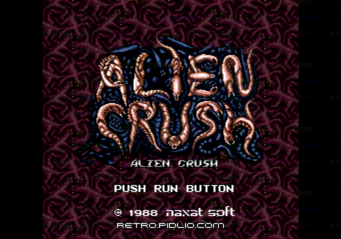 エイリアンクラッシュのタイトル画面/ゲームのキャプチャ画像1 ─ pidlio.com