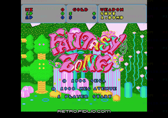 ファンタジーゾーンのタイトル画面/ゲームのキャプチャ画像1 ─ pidlio.com