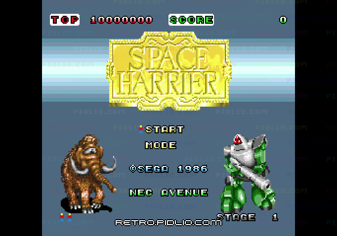 スペースハリアーのタイトル画面/ゲームのキャプチャ画像1 ─ pidlio.com